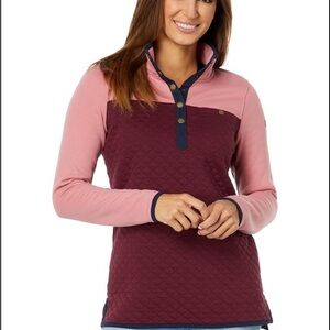 L.L. Bean Women's Quilted Tunic Snaps Pullover Colorblock
